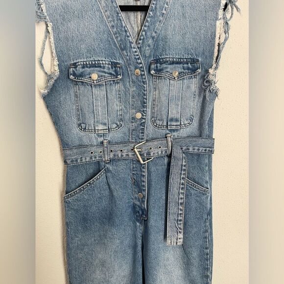 Blank NYC Women’s Distressed Denim Overall Pants Size S - Picture 3 of 12